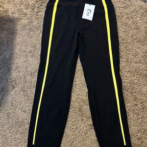 ZYIA Active Black Leggings with Yellow Accents
